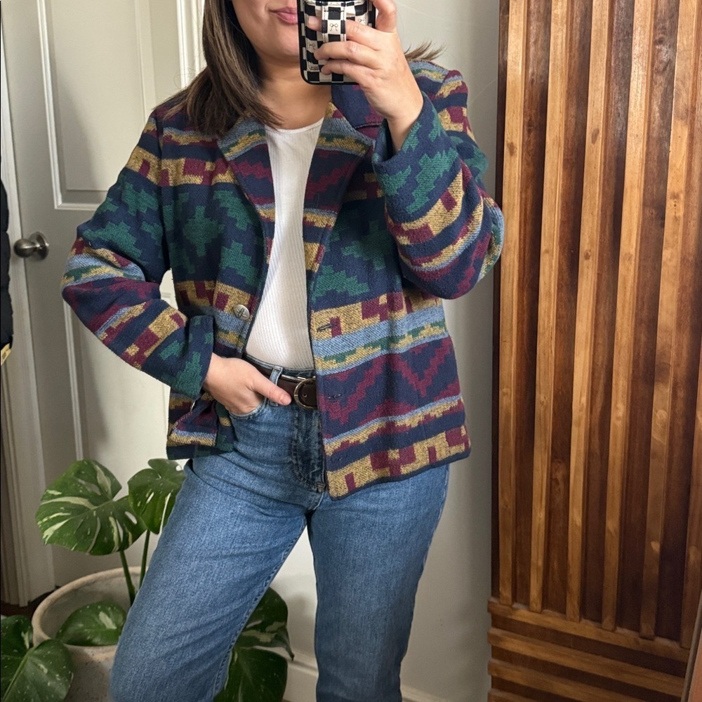 Vintage Willow Ridge Southwestern Wool Blend Metal Button Front Jacket. 12P - Picture 1 of 13